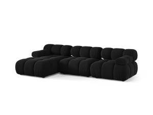 Canapea cu colt modulara neagra din catifea pentru 4 persoane Bellis 155 Left Micadoni