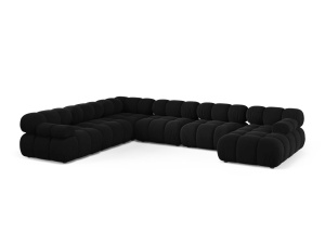 Canapea cu colt modulara neagra din catifea pentru 8 persoane Bellis Panoramic Left Micadoni