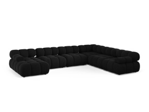 Canapea cu colt modulara neagra din catifea pentru 8 persoane Bellis Panoramic Right Micadoni