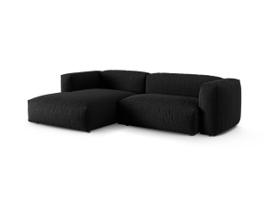 Canapea cu colt modulara neagra din textil pentru 2 persoane Martina Boston Left Micadoni