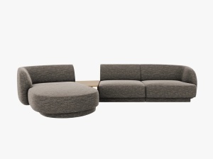 Canapea cu colt modulara si masa de cafea gri din textil pentru 3 persoane Miley Chenille Left Micadoni