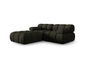 Canapea cu colt modulara verde amazon din textil pentru 3 persoane Bellis Left 3D Micadoni
