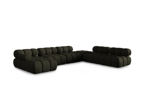 Canapea cu colt modulara verde amazon din textil pentru 7 persoane Bellis Right 3D Micadoni