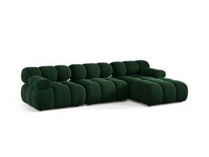 Canapea cu colt modulara verde din catifea pentru 4 persoane Bellis 155 Right Micadoni