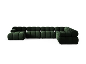Canapea cu colt modulara verde din catifea pentru 8 persoane Bellis Panoramic Right Micadoni
