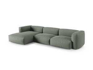 Canapea cu colt modulara verde muschi din textil pentru 3 persoane Martina XL Left Micadoni