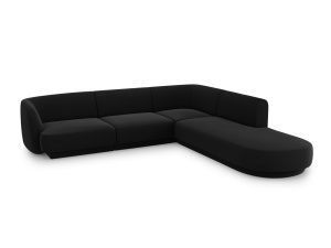 Canapea cu colt neagra din catifea pentru 6 persoane Miley Right Micadoni