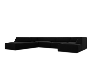 Canapea cu colt neagra din catifea pentru 7 persoane Ruby Left Micadoni