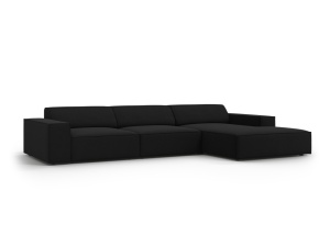 Canapea cu colt neagra din textil pentru 4 persoane Jodie Megan Right Micadoni