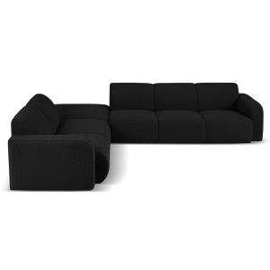 Canapea cu colt neagra din textil pentru 6 persoane Molino Boucle Left Micadoni