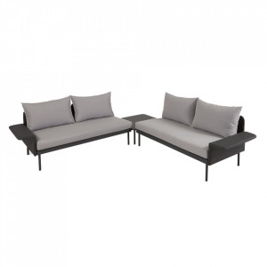 Canapea cu colt pentru exterior neagra din textilena si aluminiu 230 cm Zaltana Kave Home