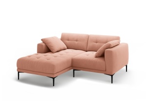 Canapea cu colt roz din catifea pentru 2 persoane Bemy Left Velvet Micadoni