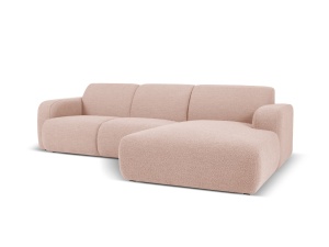 Canapea cu colt roz pudra din textil pentru 4 persoane Molino Boucle Right Micadoni