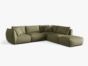 Canapea cu colt verde deschis din textil pentru 4 persoane Chris Right Micadoni