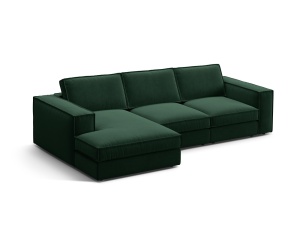 Canapea cu colt verde din catifea pentru 3 persoane Pola Left Micadoni