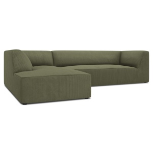 Canapea cu colt verde din textil pentru 4 persoane Ruby Corduroy Left Micadoni