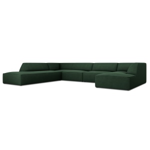 Canapea cu colt verde din textil pentru 7 persoane Ruby Left Micadoni