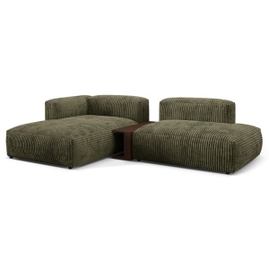 Canapea cu colt verde muschi din textil pentru 2 persoane Martina Corduroy Left Micadoni