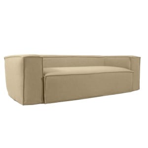 Canapea din textil bej pentru 3 persoane Blok Kave Home
