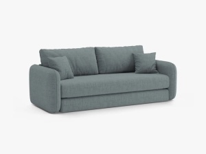 Canapea extensibila albastru deschis din textil pentru 3 persoane Dormi Micadoni