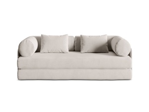 Canapea extensibila bej din catifea pentru 3 persoane Dreamy Salvador Micadoni