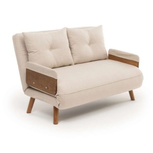 Canapea extensibila crem din textil pentru 2 persoane Cosmo The Home Collection