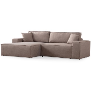 Canapea extensibila cu colt maro din textil pentru 2 persoane Pırlo Left The Home Collection