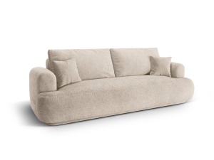 Canapea extensibila din textil bej nisipiu pentru 3 persoane Ella Micadoni