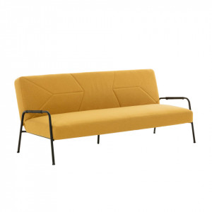 Canapea extensibila galbena din textil si lemn de pin 184 cm Neiela Kave Home