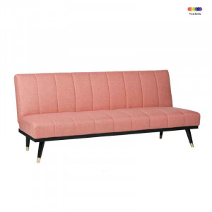 Canapea extensibila roz din lemn de pin si poliester pentru 2 persoane Madrid Somcasa