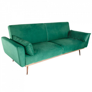 Canapea extensibila verde din catifea si metal 210 cm Bellezza Invicta Interior