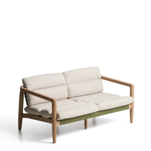 Canapea exterior crem/maro din lemn pentru 2 persoane Menfi Kave Home