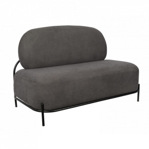 Canapea gri din poliester si fier pentru 2 persoane Polly Grey White Label