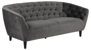 Canapea gri inchis/negru din catifea pentru 3 persoane Ria Quiet Object