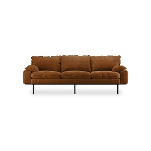 Canapea maro caramel din catifea pentru 3 persoane Retro Royal HKliving