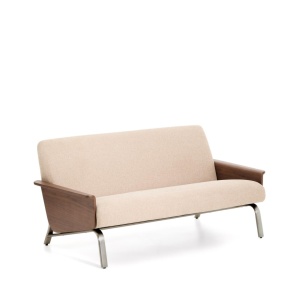 Canapea maro deschis din textil pentru 2 persoane Amsen Kave Home