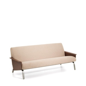 Canapea maro deschis din textil pentru 3 persoane Amsen Kave Home