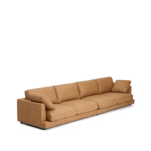 Canapea maro din piele pentru 6 persoane Gala Kave Home