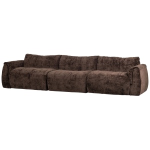 Canapea maro inchis din textil pentru 3 persoane Baggy 3D Chenille Woood