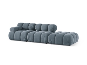 Canapea modulara albastru deschis din catifea pentru 4 persoane Bellis Bluvel Right Micadoni