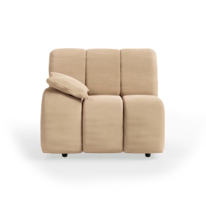 Canapea modulara crem din catifea 98 cm Wave Left Low Arm HKliving