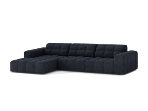 Canapea modulara cu colt albastru navy din textil pentru 4 persoane Jennifer Chenille Left 294 Micadoni