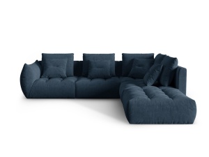 Canapea modulara cu colt albastru navy din textil pentru 4 persoane Bloom Wind Right Micadoni