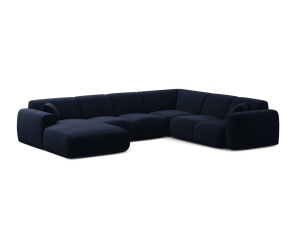 Canapea modulara cu colt albastru royal din catifea pentru 6 persoane Molino Panoramic Right Micadoni