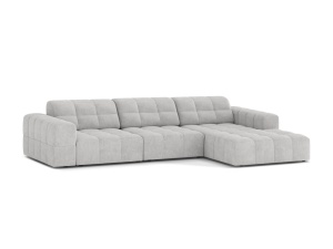 Canapea modulara cu colt argintie din textil pentru 4 persoane Jennifer Chenille Right 294 Micadoni