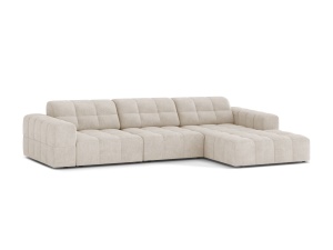Canapea modulara cu colt bej deschis din textil pentru 4 persoane Jennifer Chenille Right 294 Micadoni
