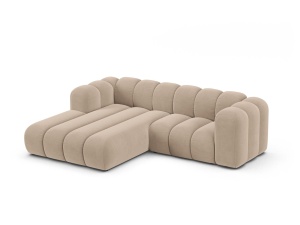 Canapea modulara cu colt bej din catifea pentru 3 persoane Lupine Left Micadoni