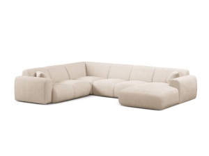 Canapea modulara cu colt bej din textil pentru 6 persoane Molino Panoramic Boucle Left Micadoni