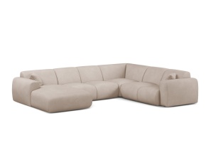 Canapea modulara cu colt bej din textil pentru 6 persoane Molino Panoramic Chenille Rebel Right Micadoni