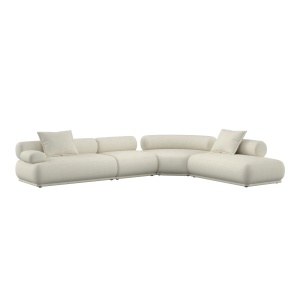 Canapea modulara cu colt bej din textil pentru 7.5 persoane Rembrandt Left Zuiver